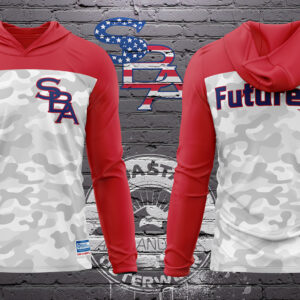 SBA Futures Hooded Dri-Fit Shirt- Red/Camo (long or short sleeve)