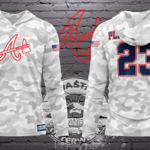 Lady Braves White Camo Hooded Pregame Shirt- (Long/Short Sleeve)