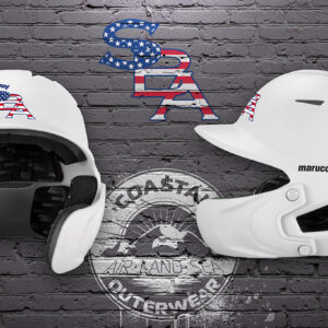 Marucci Duravent Helmet with Jaw Guard (White with SBA Logo)
